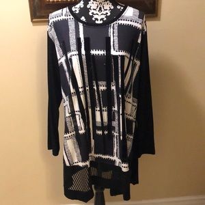 🤩EPI Collection Stretchy embellished abstract pattern, mesh bottom front tunic